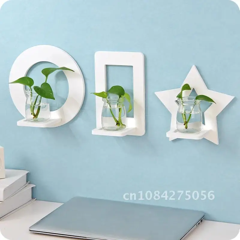 

Household Wall Creative Shelf Decorative Wall Water Culture Vase Flower Stand Wall Potted Storage Rack(not include bottle)