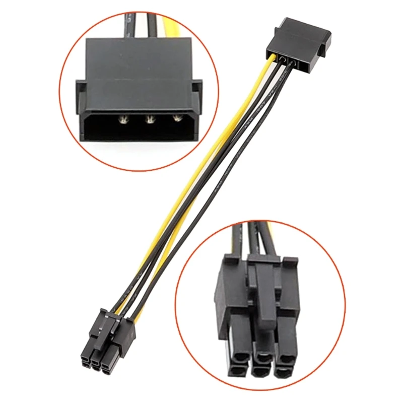 

Graphics Card Power Supply with 6Pin Male to 4Pin Male Cable 18AWG 34/0.16TS Power Cord Power Wire Replacements DropShipping