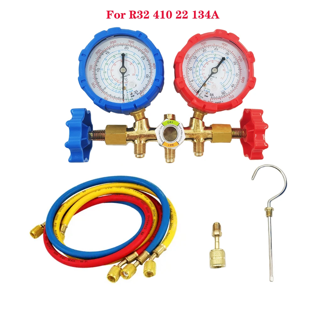 Air Conditioner Pressure Gauge Refrigerant Manometric Manifold Tools Freon R410A R32 R404A R134A