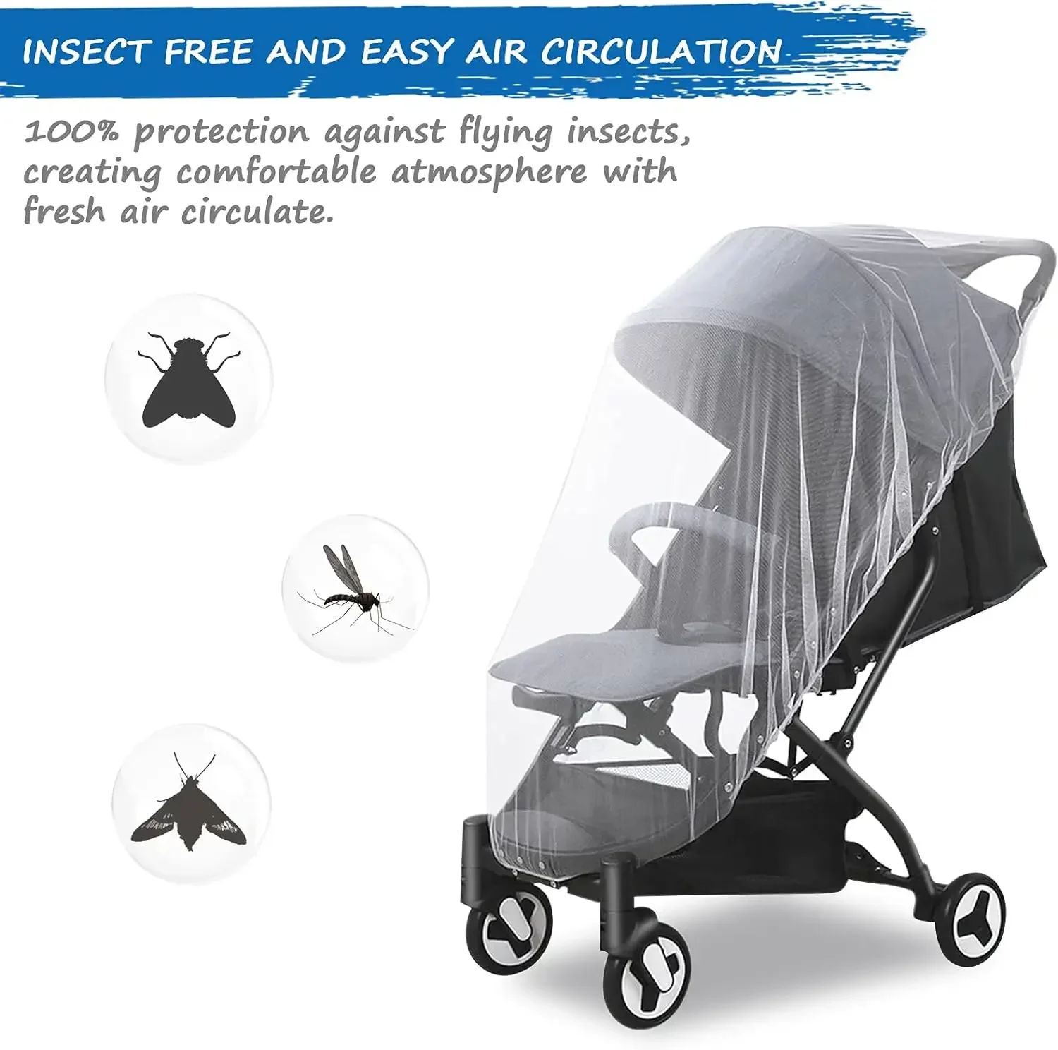 Baby Stroller Net Crib Mosquito Net Baby Mosquito Net for Stroller Reusable Bug Net for Stroller Portable Mini Crib Portable & Durable Baby Insect Netting