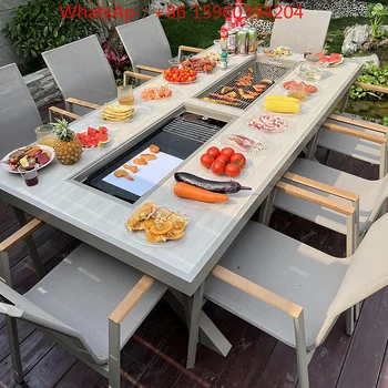 Tavoli e sedie da esterno per grigliare il cortile e il giardino, tavoli per grigliare il carbone in lega di alluminio 1