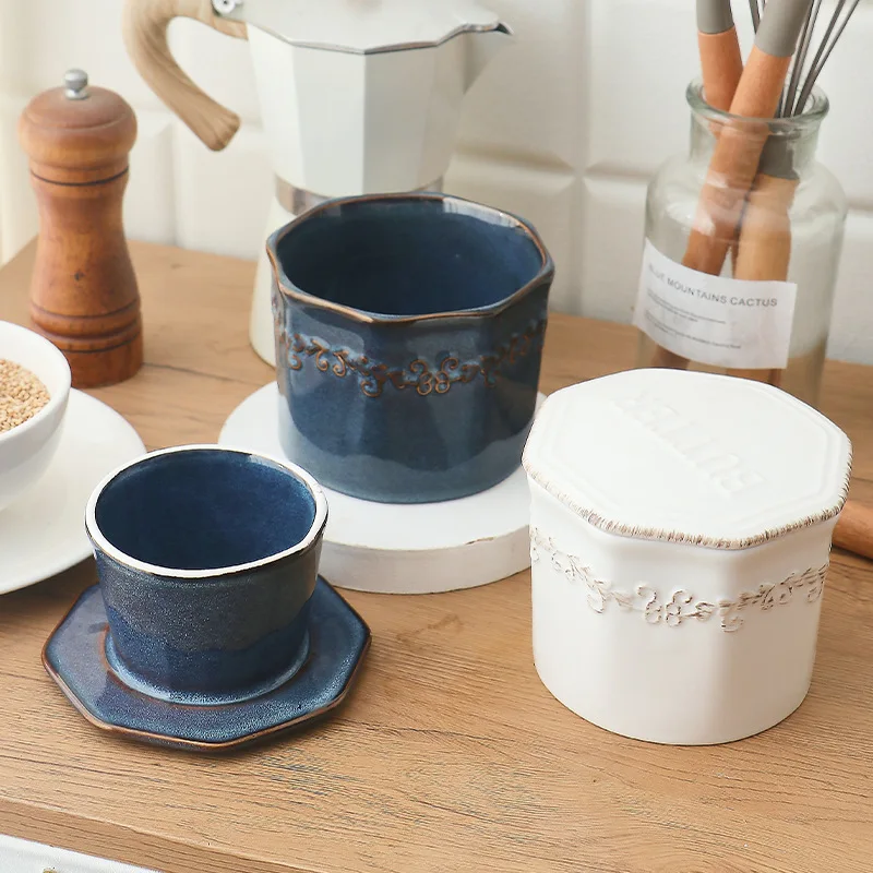 Ceramic Tableware Butter Box Polygon Butter Crisper Cheese Sealed Jar Western Box Cheese Slicer Dish Tableware