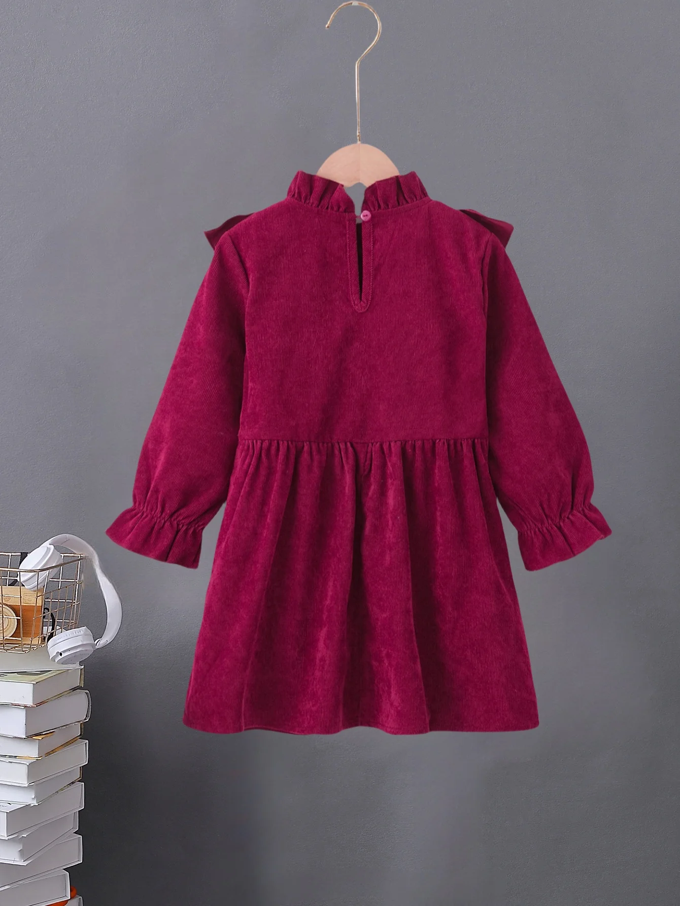 Girls Burgundy Velvet Dress 2