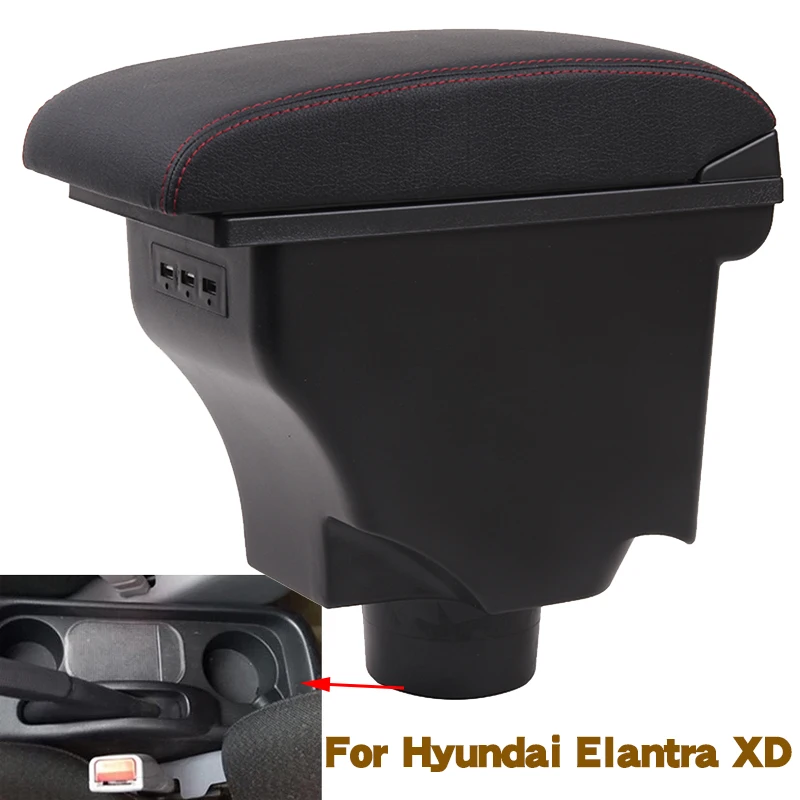 

For Hyundai Elantra XD Armrest box central storage box car accessories Car Armrests USB LED light Easy to install