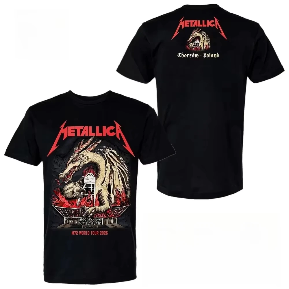 Metallica M72 World Tour in Katowice Polen Bedrucktes T-Shirt 2026 Sommer Neu Herren Damen Baumwolle Oversize T-Shirt Street Y2K