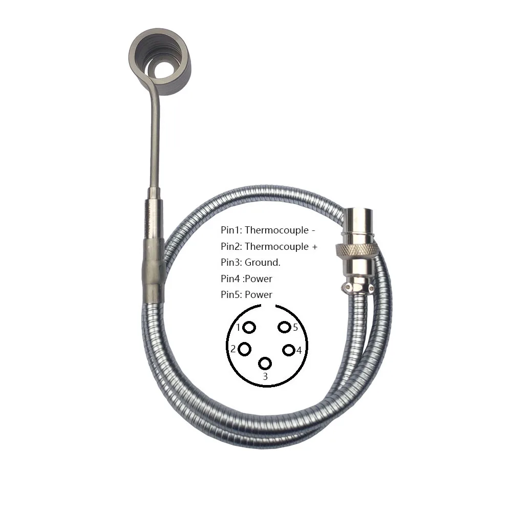 20/25mm axial heater coil with metal gooseneck fexible serpentine tubes and GX16 5 Pin DEN plug fit for dual switch PID controll heating resistance coil