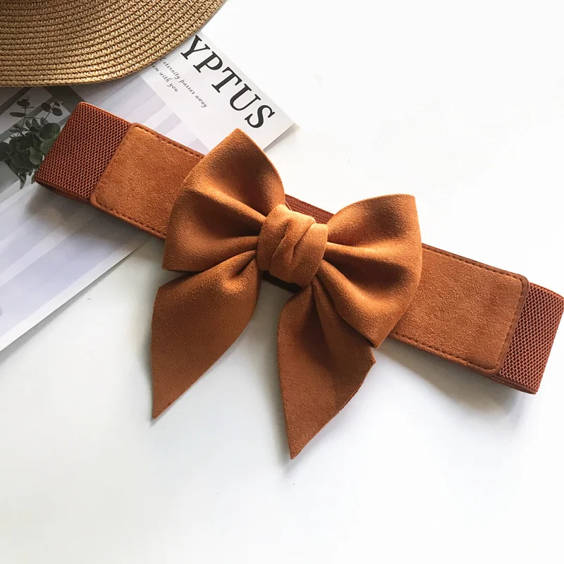 Velvet Fabric Corset Belts For Women 2022 New Fashion Bowknot Waist Seal Elastic Wide Belt