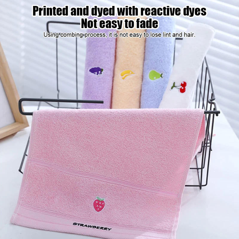 Selling Children's Pure Cotton Fruit Cartoon Primary Baby School Students Face Towel Soft Absorbent Household Bath 25*45 Towel 3