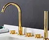 MTTUZK Hot and Cold Water Brass Massage Golden Bathtub Faucet Bathroom Shower Cabin Faucet Shower Room 5 Hole Mixing Valve Taps 2