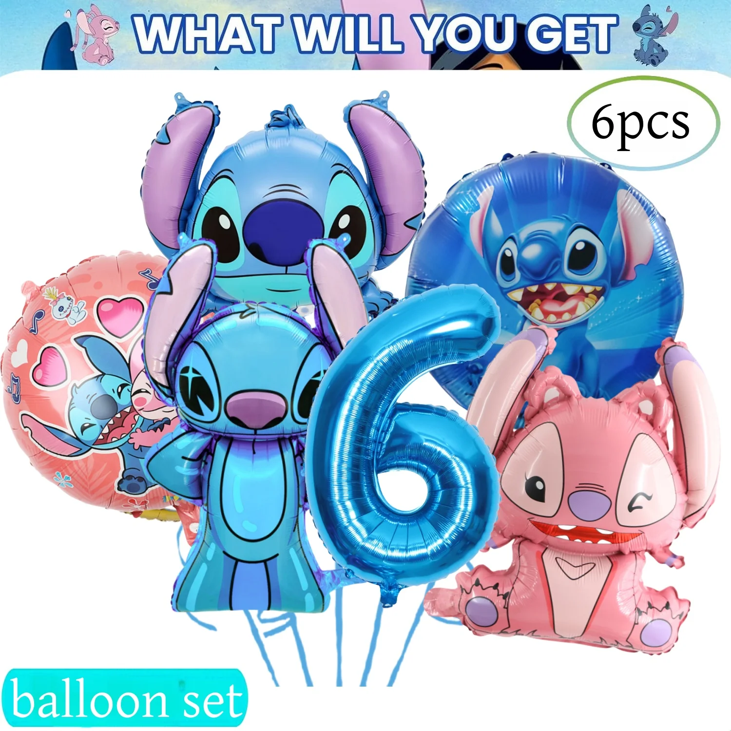 thumbnail image 1 of Decoración de cumpleaños de Disney Lilo Stitch, pegatinas de Stitch, vajilla desechable, mantel, plato, globo, baby shower, suministros para fiestas infantiles, 1 of 5