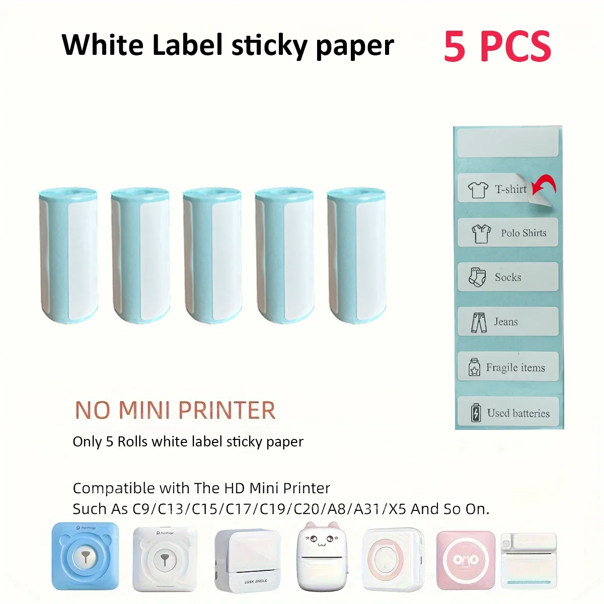 Mini Printer Paper Label Thermal Sticker Paper Self-adhesive Printer Paper Photo Printer Labels For Photos thermal printer paper