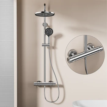 ชุดฝักบัวก๊อกน้ำแบบเทอร์โมสตัทโครเมียม ชุดฝักบัวอาบน้ำสุดหรู ระบบฝักบัวผสมน้ำร้อนน้ำเย็น วาล์วผสมน้ำร้อนน้ำเย็น ก๊อกน้ำฝักบัวแบบครบชุด ก๊อกน้ำอ่างอาบน้ำ 1