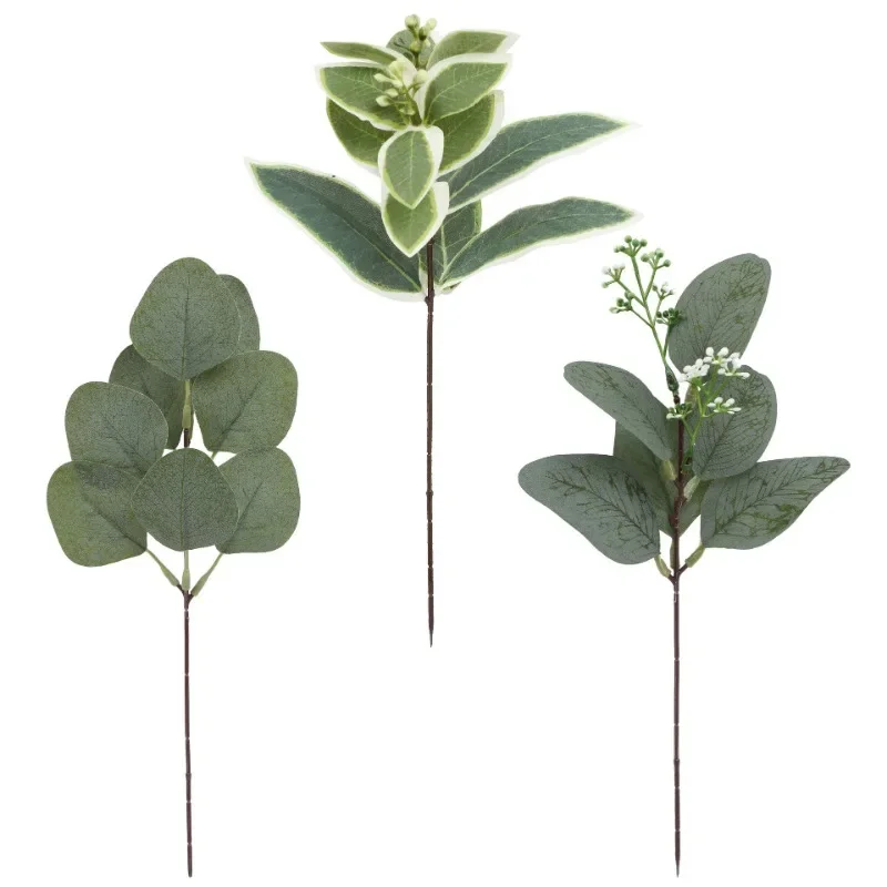 Simulated green plant, eucalyptus leaf, fake leaf, eucalyptus money leaf, single branch wedding decoration fake plant