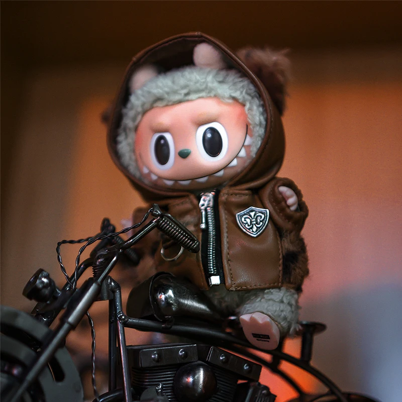 【高級ライン】LABUBU レザー セットアップ パンクファッション 服 15/17cm Labubu Leather Jacket 10cm Labubu Clothes Punk Style