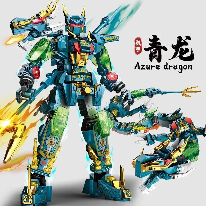 Morphing Mecha Beast 2in1 Green Dragon Model DIY Transformable Robot Building Bl