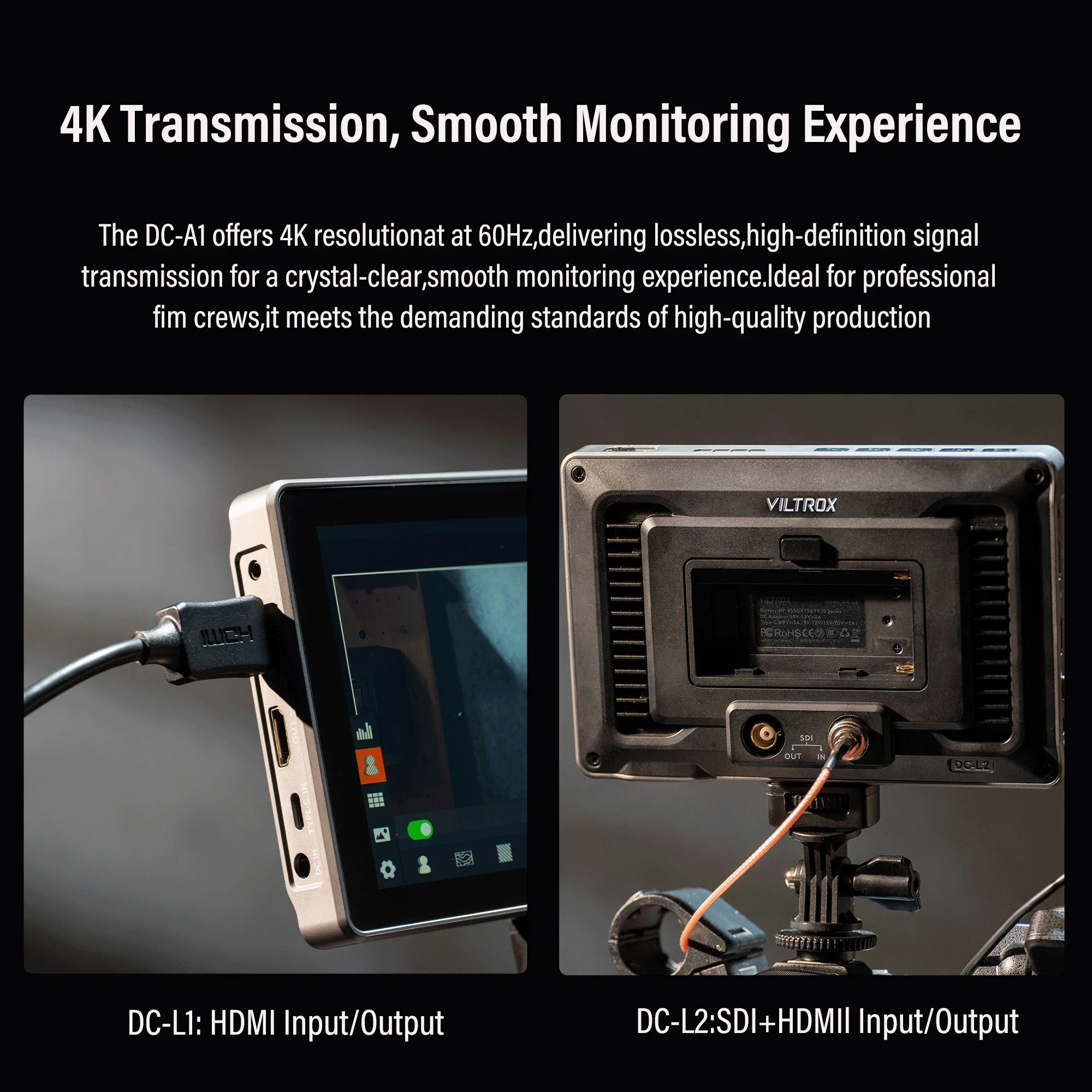 Viltrox DC-L1/DC-L2 Camera Monitor 600 Nits 7 Inch HDMI SDI Input Output Touch S