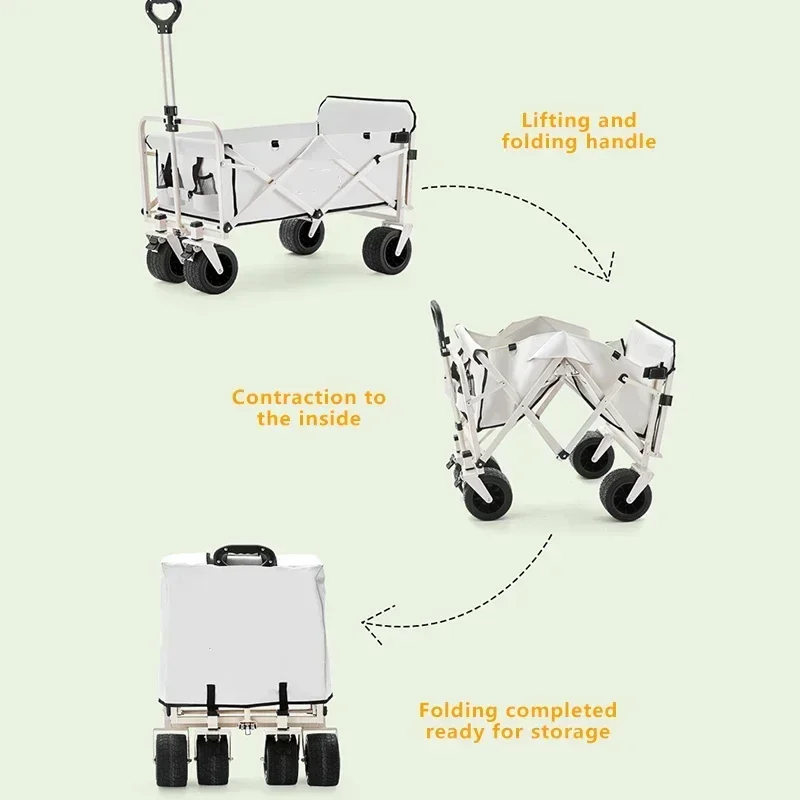 Home Furniture Outdoor Camping Aircraft Wheeled Cart Foldable Hand Pushing Camping Trailer Pull Rod Rear Wagon Cart for