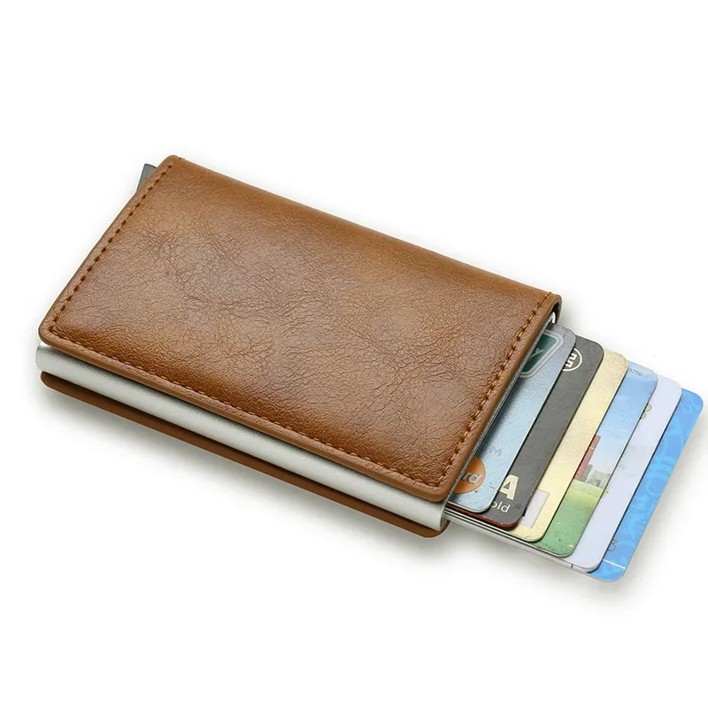 DIENQI Top Quality Wallets Men Money Bag Mini Purse Male Vintage Brown Leather Rfid Card Holder Wallet Small Smart Wallet Pocket