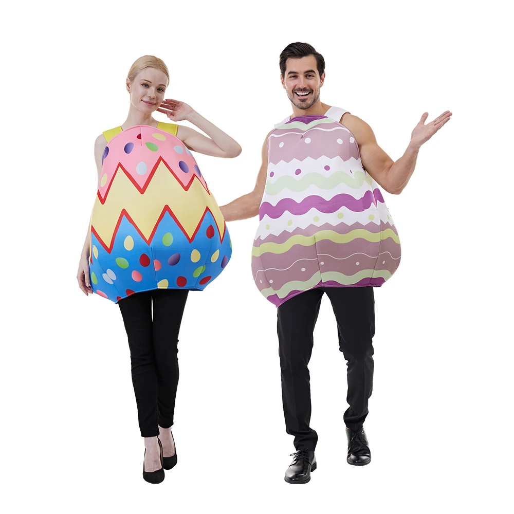 

New Arrival Painted Eggshell Costume For Adult Easter Funny Couples Food Costume Halloween Carnival Party Unisex Outfit