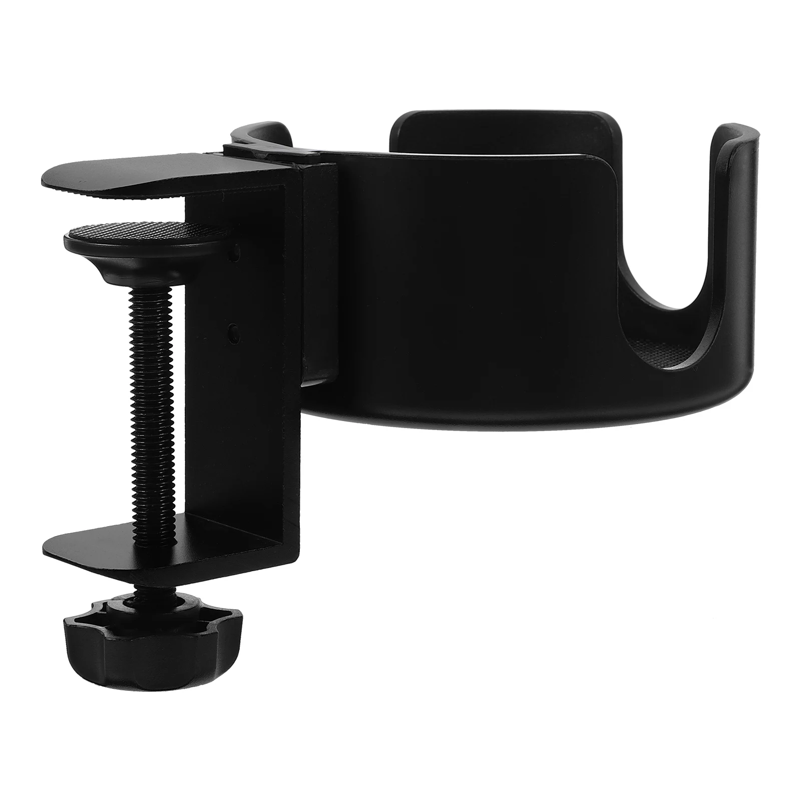Bilashmart 【Hot deal】 Desk Cup Holder Clamp Black Storage Rack Table Side Stand Clip On Cup Holders Desktop Bottle Display Shelf Strong