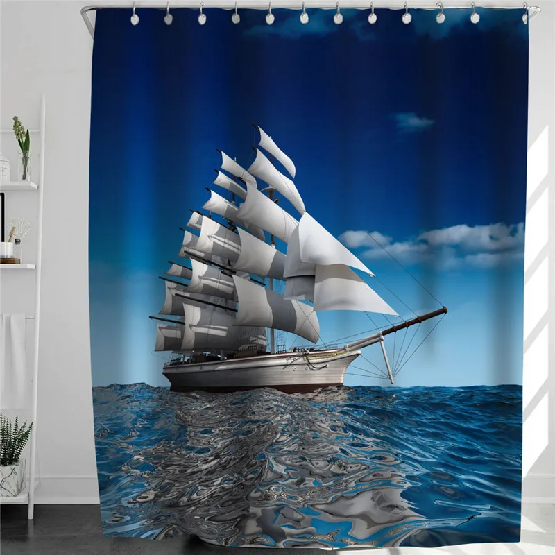 

Nordic Style Bathroom Waterproof Curtains 3D Print Art Pattern Natural Scenery Shower Curtains Polyester Fabric Bedroom Curtains
