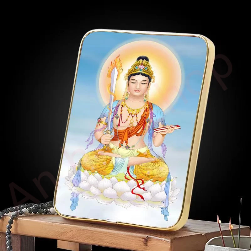 

Auspicious photo frame ornaments, Manjusri Bodhisattva, exquisite religious home feng shui ornaments