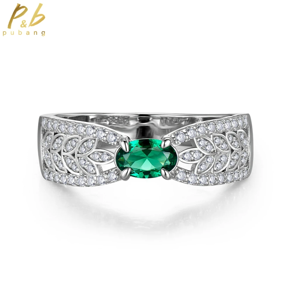 

PuBang Fine Jewelry Solid 925 Sterling Silver Ruby/Green Gem Created Moissanite Luxury Diamond Ring for Women Gift Drop Shipping