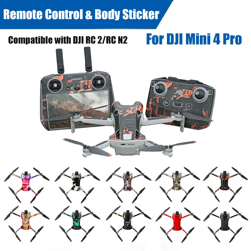 Colorful Sticker For DJI Mini 4 Pro Drone Protective Film Waterproof Remote Decals Surface Covering Skin For DJI RC 2/RC N2 Acce