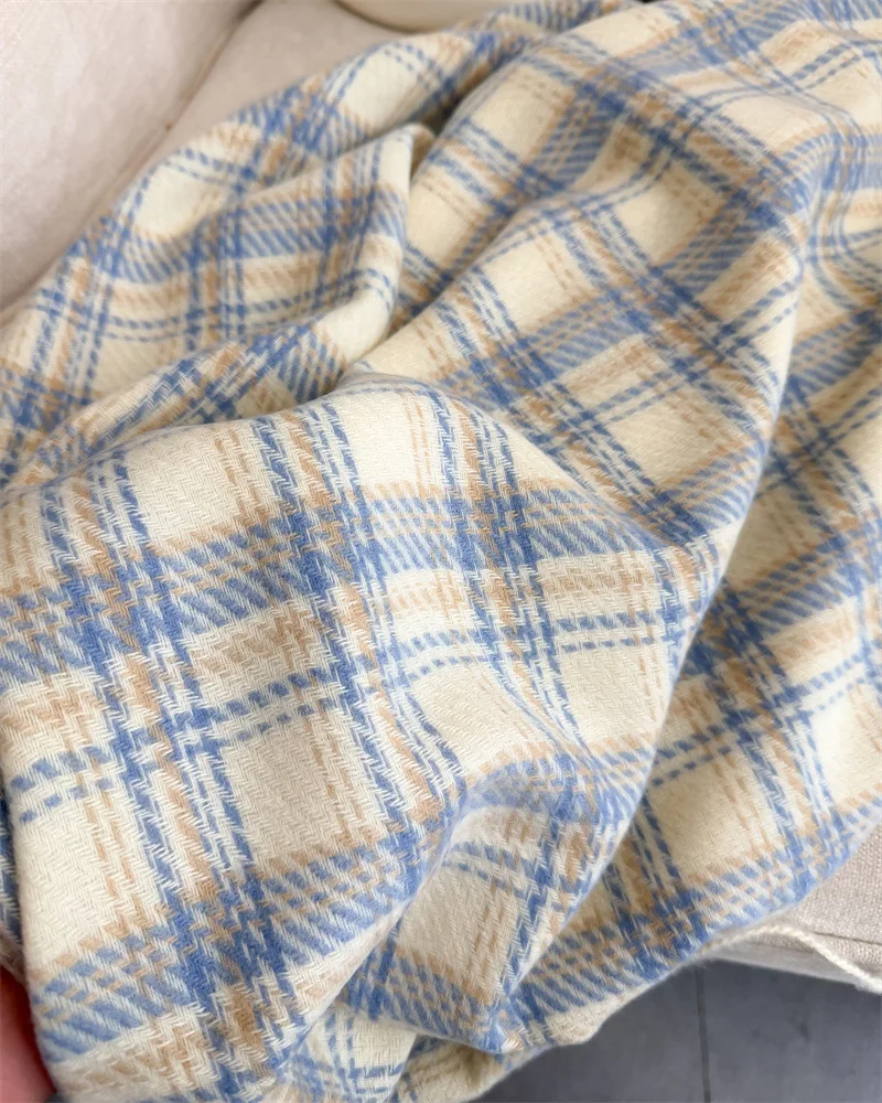 Luxus Marke Winter Frauen Plaid Kaschmir Schal Warme Halstuch Pashmina Foulard Decke Casual Gitter Quaste Schals Schalldämpfer – Detail 16