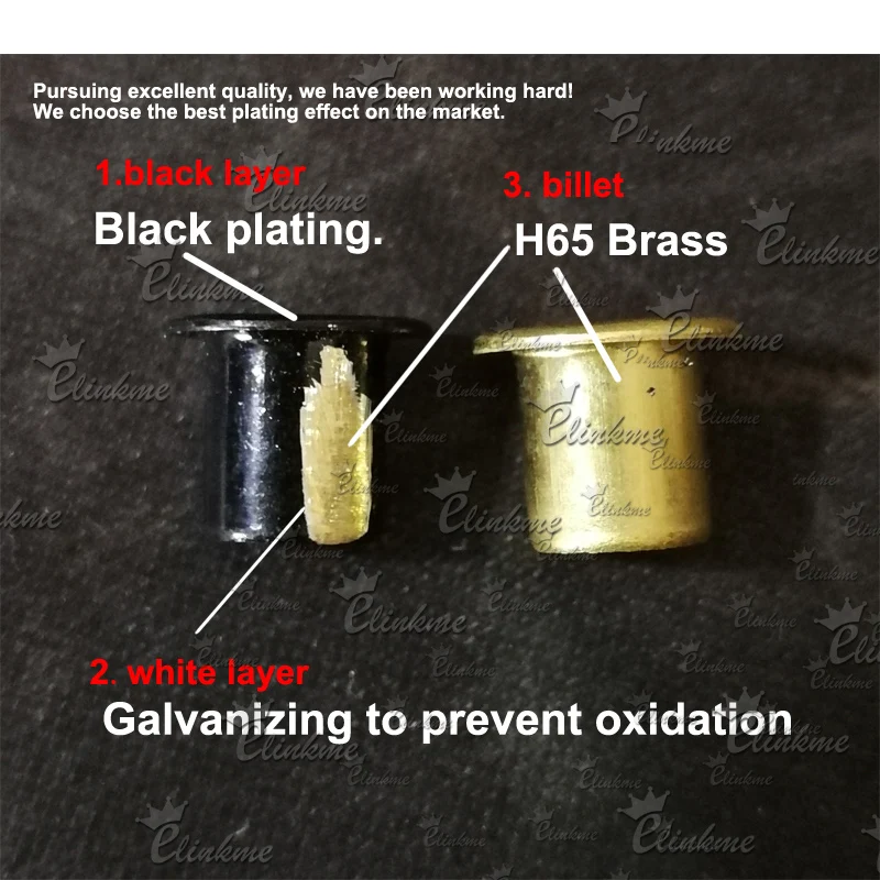 Tool + 100pcs GunBlack #8-8-7.2 (1/4" length under flange x 1/4" outside diameter) brass Eyelets krivets for .06"~0.8" Kydex 1pcs