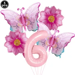 Pink Butterfly Balloon Set - 32 - inch Foil Number Balloons for Birthday or Baby Shower Decor (Dark Khaki)