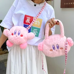 Cartoon Kirbies Figure Plush Toys Super Cute Kirbyies Headband Plush Backpack Bags Drawstring Pocket Women Messenger Storage Bag