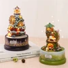 Dollhouse Rotating Music World Music Box DIY Cabin Miniature Construction Model Building Villa Toys Birthday Gift for Children 1
