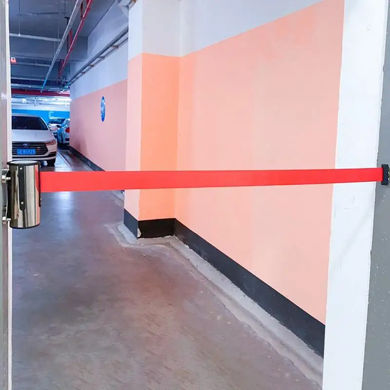 Stainless Steel Retractable Belt Wall Mount Ribbon Barrier Tape Crowd Control Outdoor Sport Stanchion Queue 2m/3M