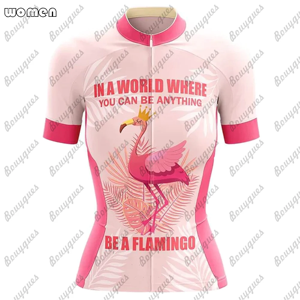 Flamingo Summer Cycling Jersey Set Breathable Team Racing Sport Bicycle Jersey Women Cycling Clothing Short Bike