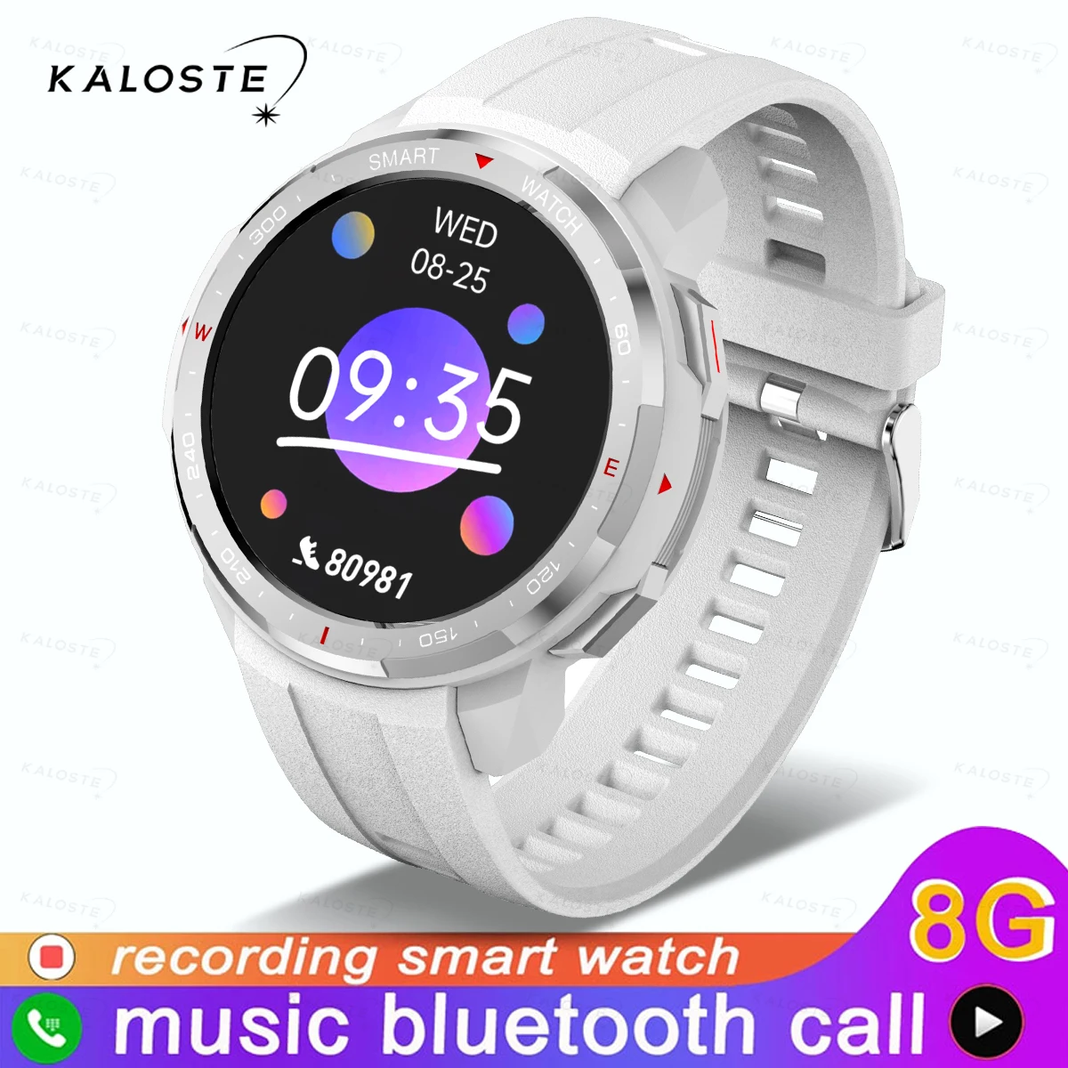 KALOSTE Smartwatch Men Sports Fitness Watch Heart Rate Sleep Blood Oxygen Local Music Bluetooth Call Smart Watch For Android ios 