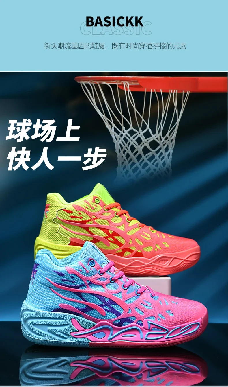 Description Picture 6 of itemColorful Fashion Men Basketball Shoes Hot Selling High Top Sneakers High-quality Comfort Non-slip Youth Fitness Training Shoes