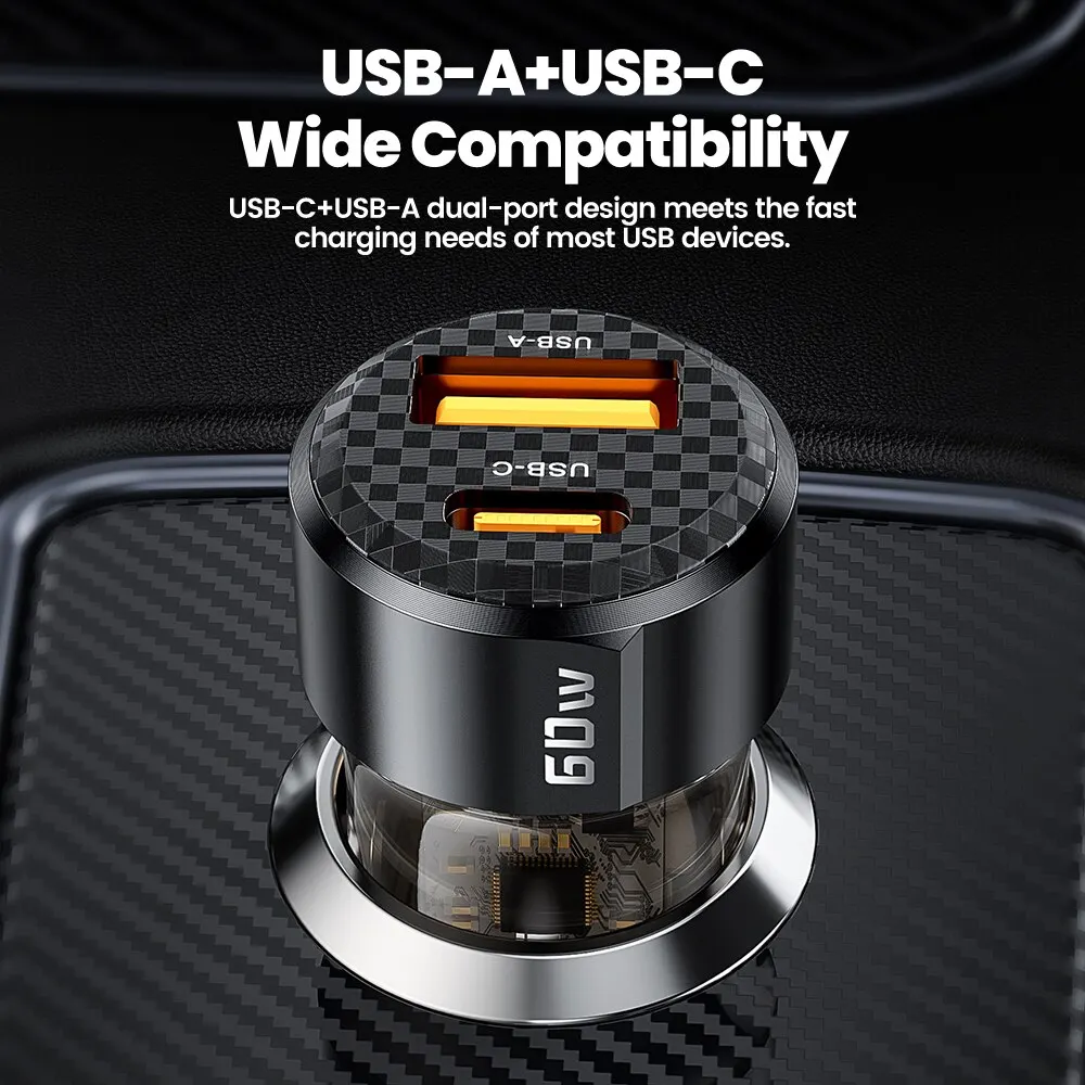 Toocki 60W Car Charger 30W Quick Charge Transparent Case PD 27W for iPhone 15 14 13 12 Xiaomi Poco Samsung Fast Charger Charging Best Sellers In Phones Accessories