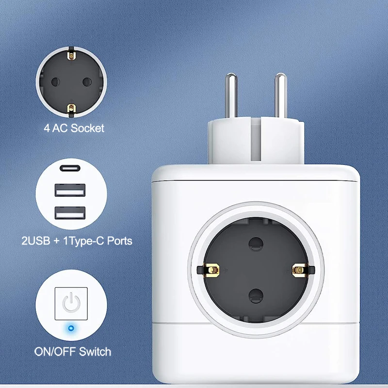 PowerCube-Cubic shaped 4 outlet plug with a switch-Original Remote