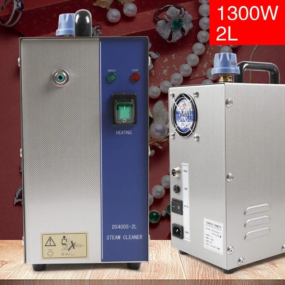 Steam Cleaner Machine 110V 2L Gold and Silver Stainless Steel Jewelry Cleaner Steamer Gem Washer Equipment for Cleaning Jewelry/