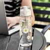 780ml Daisy Flower Plastic Water Bottle Sports Transparent Water Bottle Portable Gym Travel Clear Leakproof Drinking Bottle 3