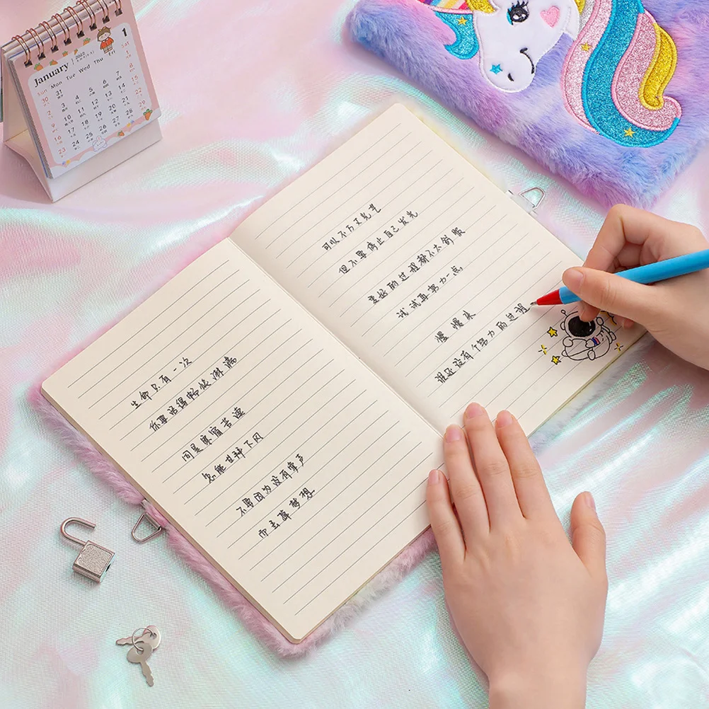 

2 Pcs Unicorn Notebook Fluffy Diary for Student Accessory The Gift Books Writing Notebooks Accessories Lovely