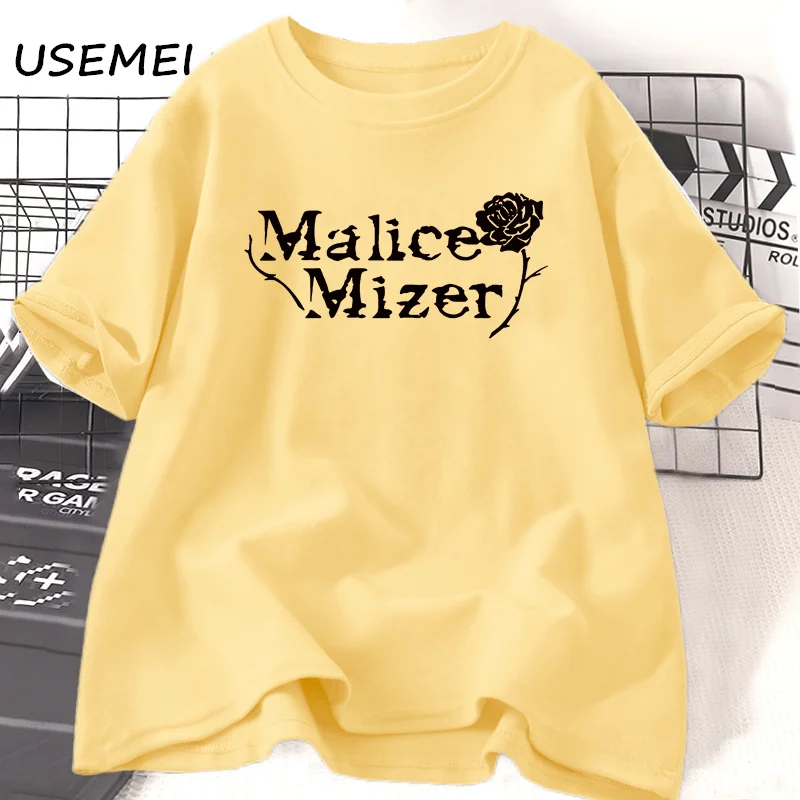 Malice Mizer Rose T-shirt Women Men Rock Music Graphic T Shirts Round Neck Cotton Short Sleeve T-shirts Oversized Streetwear 3