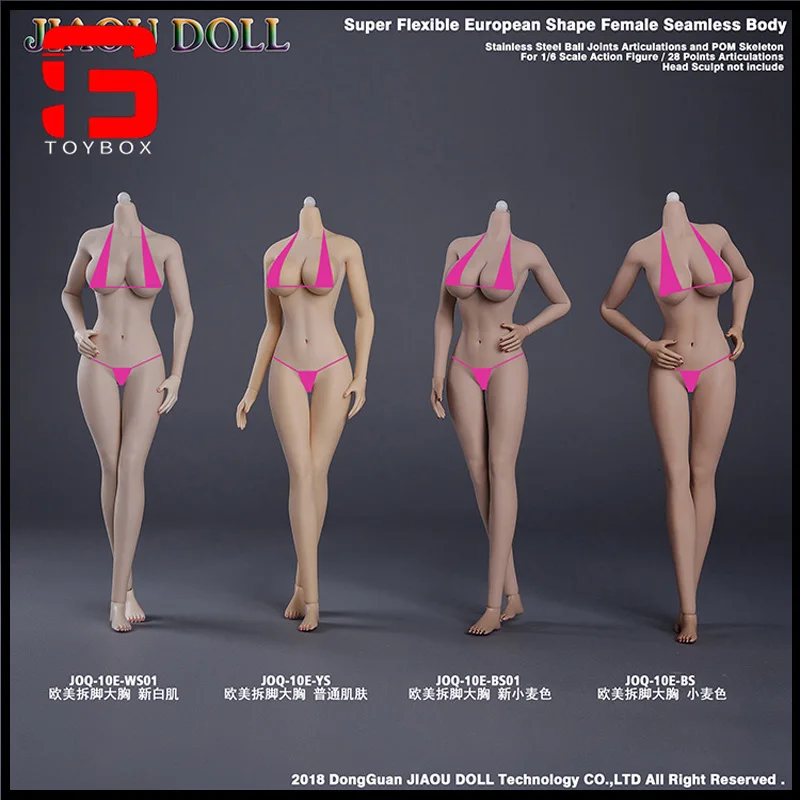 

JIAOU DOLL 1/6 Female Super Flexible Sexy Seamless Body JOQ-10E / JOQ-09F Metal Skeleton European Shape Large Breast Chest Body