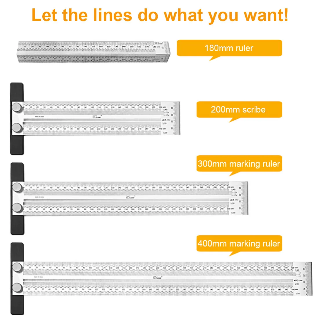 

Precision Marking T-Rule Scale Ruler T-Type Hole Stainless Scribing Mark Carpenter Line Gauge Carpenter Measuring Tool Woodwork