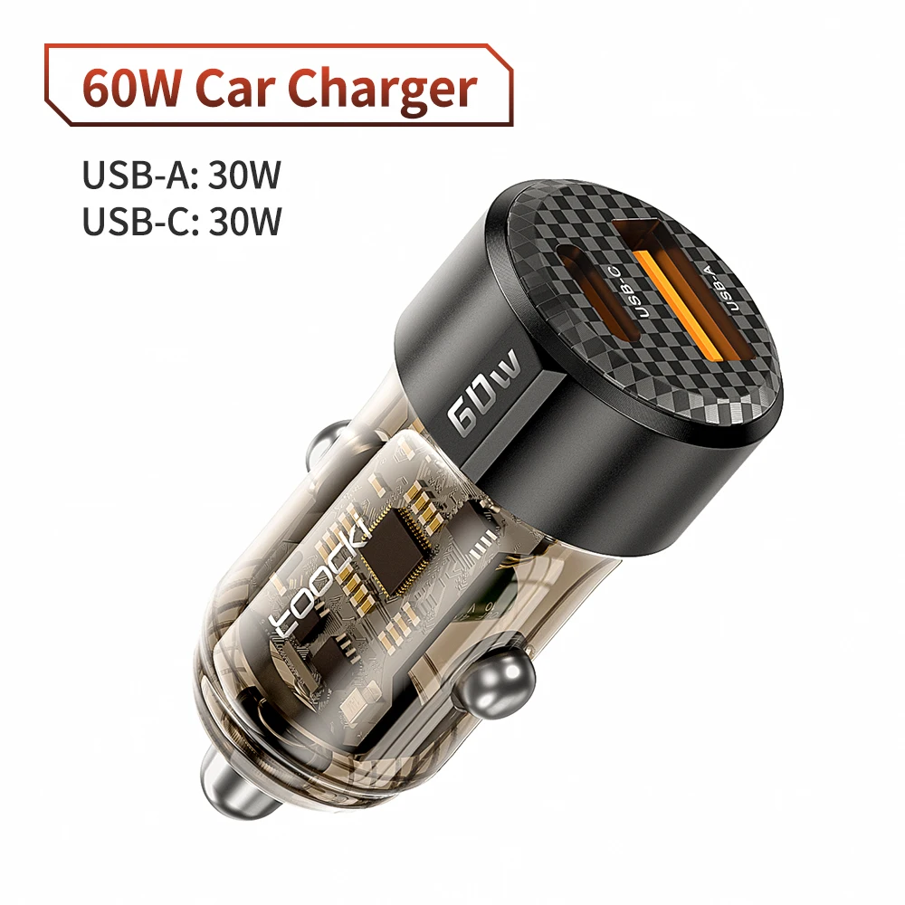 ตัวเลือกสินค้า ที่ชาร์จในรถยนต์ USB C+A ชาร์จเร็ว PD30W+QC30W
