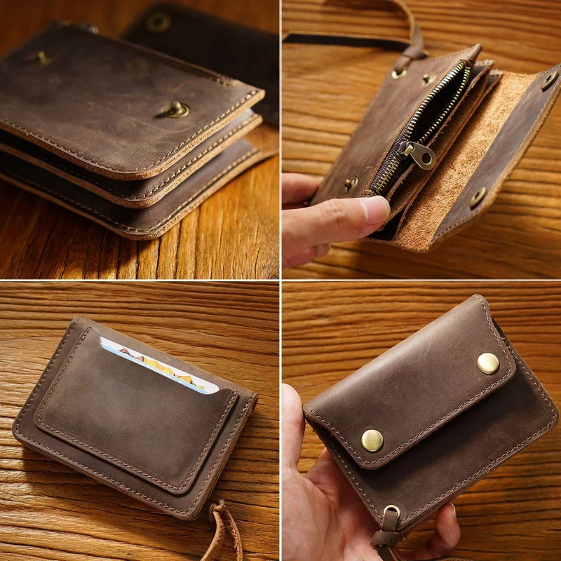 GENODERN Vintage Handmade Genuine Leather Card Holder Wallet