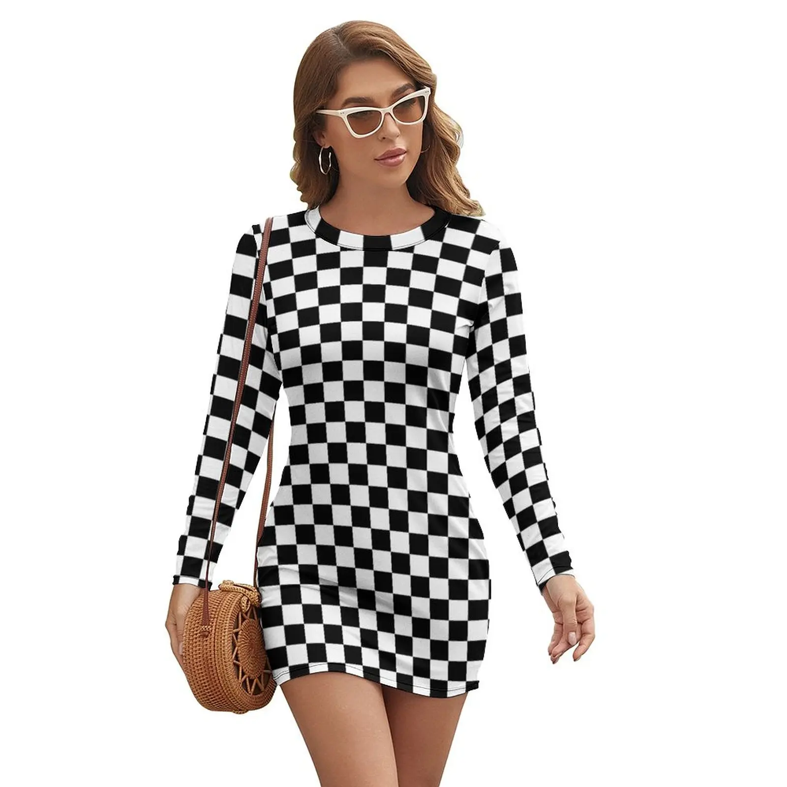 

Chequered Flag Checkered Racing Car Winner Bedspread Duvet Phone Case Long-sleeved Dress Women's skirt Casual dresses