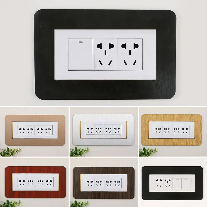 1PC Anti-Dirty Buckle Type Non-Adhesive Dustproof Switch Protective Covers Outlet Wall Aluminum Sticker Light Switch Decoration