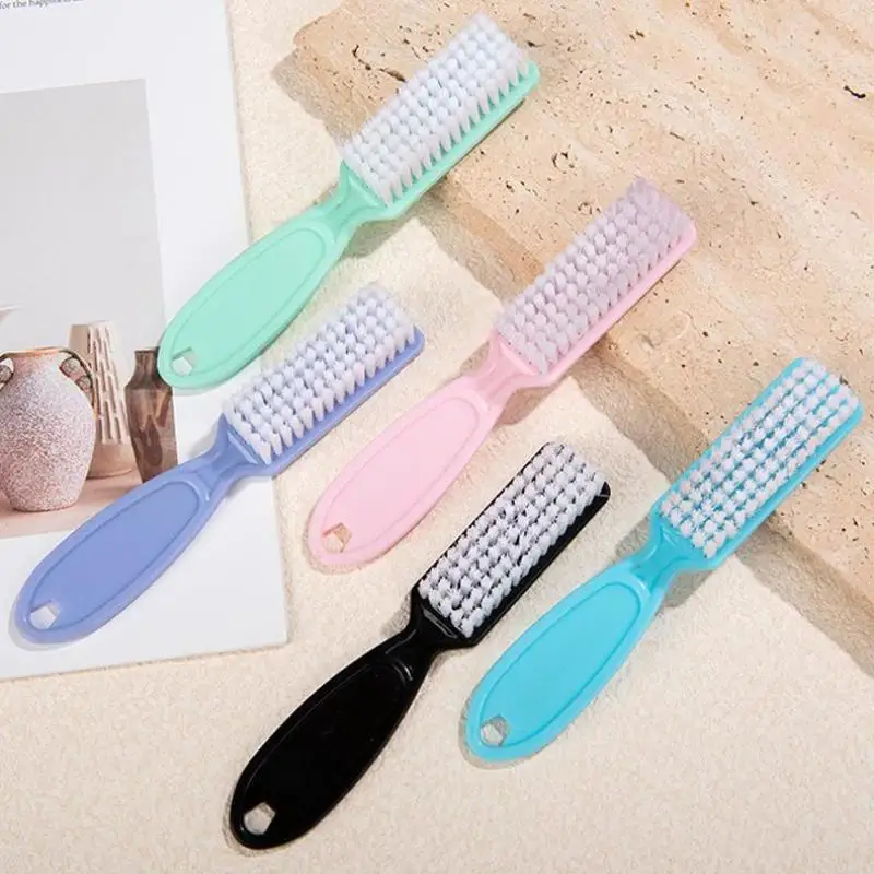 Nagelreinigungsbürsten, transparent, langer Griff, weiche Bürsten zum Entfernen von Staub, multifunktionale Maniküre- und Pediküre-Werkzeuge in fünf Farben – Detail 3